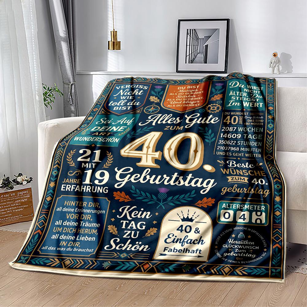 Happy 40th Birthday Celebration Blanket Soft & Cozy Suitable for Bed Office Seaside for All Seasons Modern Gifts For Family Or Friends