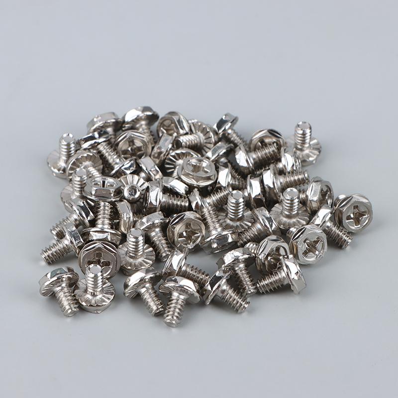 50Pcs Toothed Hex 6/32 Computer Pc Case Hard Drive Motherboard Mounting Screws For Motherboard Pc Case Cd-Rom Hard Disk