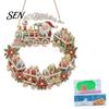Christmas Window Decorations Faux Diamond Art Ornament, DIY Santa Claus Sun Catcher Kit, Rhinestone Stress Relieving Craft Projects Xmas Wreath