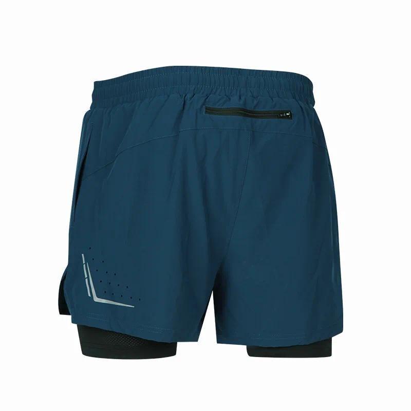 

Мужские быстросохнущие дышащие свободные шорты с двухслойной подкладкой, противопродуваемые, с карманом сзади для бега, марафона, легкой атлетики L глубокий голубой