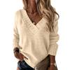 Women's Solid Color Sweater Women's V-neck Long Sleeved Pullover Sweater Top