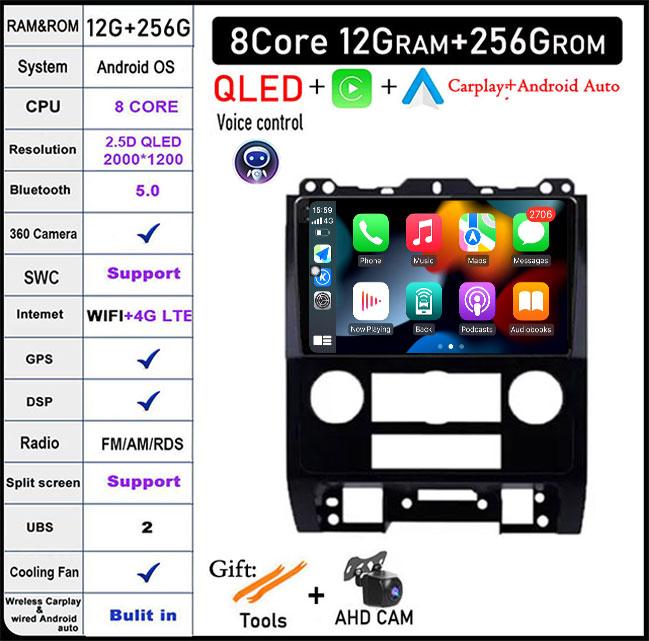 Android 14 For Ford Escape 2007-2012 9" Screen Head Unit Car Radio Stereo GPS Navigation Multimedia Player Audio Autoradio