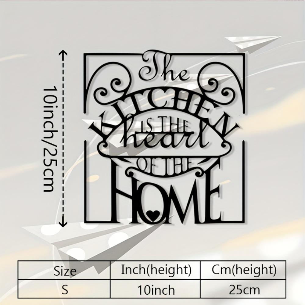 

Kitchen Metal Wall Art, 2D Flat Black Decorative Plaque for Dining Area Living Room, Culinary Farmhouse Hanging Ornament 10inch/25cm
