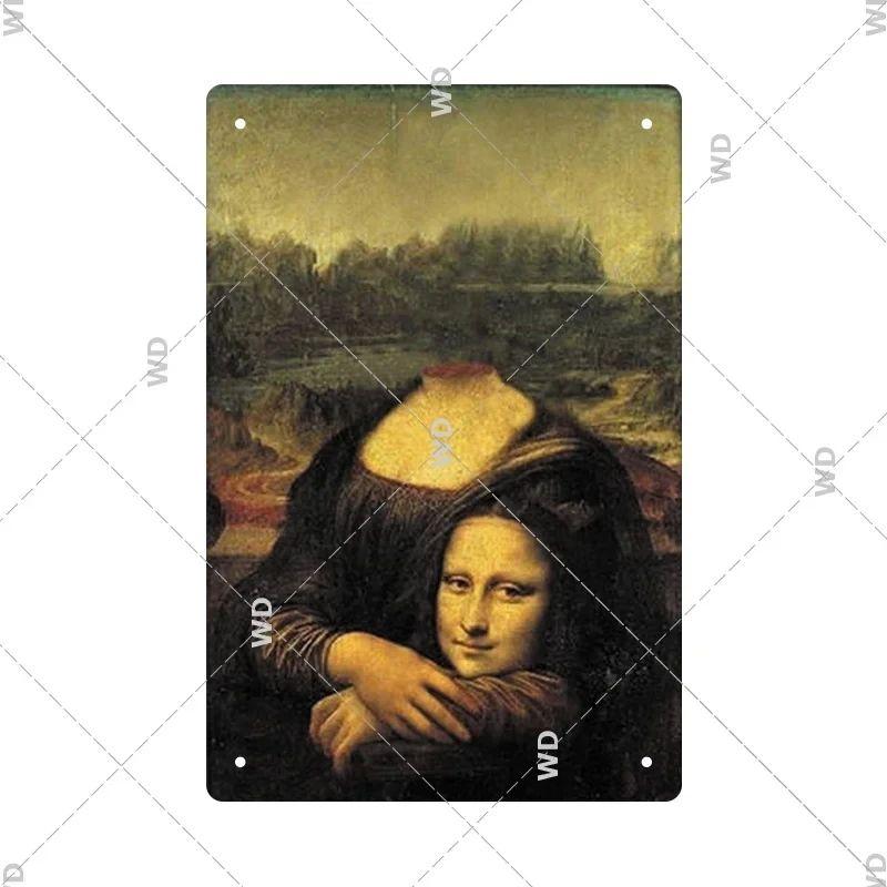 Vintage Mona Lisa Metal Tin Sign Retro Wall Art Home Decor Bar Pub Man Cave Gift