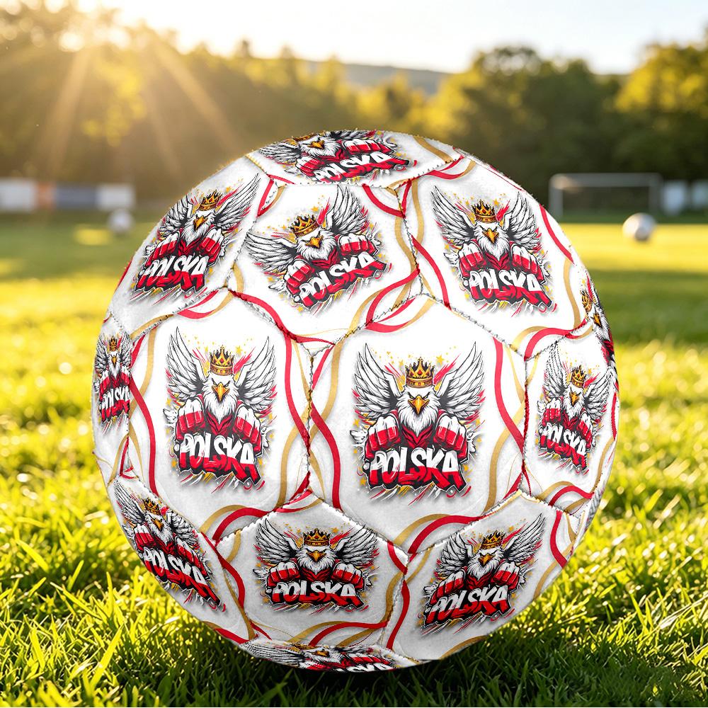 Poland Football Printed Size 5 Soccer Ball Wear Resistant Standard Adult Training Football Fan Gift for Indoor Outdoor Match Sports