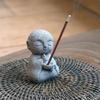 3pcs Japanese Monk Statue Praying Zen Sandstone Mini Baby Buddha Idol Figurine for Wealth Good Luck Bosatsu Feng Shui Home Décor