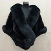 Faux Fur Wrap Women's Fox Fur Collar Coat Cloak Poncho Dress Shawl Keep Warm Scarf Autumn and Winter