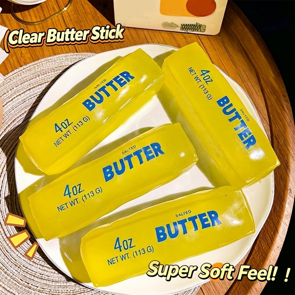 Moldable Butter Stick Squishy Toy Vaseline Filled Stress Relief Butter Cheese Bar Squeeze Fidget Toy Decompression Vent Toy