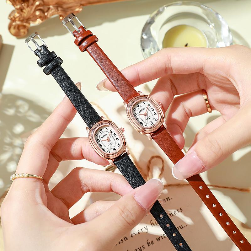 New Fashion Oval Dial Women Quartz Watches Simple Thin Leather Strap Women Wristwatch Vintage Arabic Numerals Dial Clock Gifts