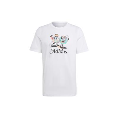 adidas Originals Trefoil Enjoy Graphic Tee With Cartoon Letter Logo Print Men Tops White IT8185