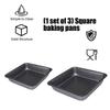 Pack of 3 Scratch Resistant Square Pan Food Grade Carbon Steel Easy Cleaning Baking Mold for Family Kitchens