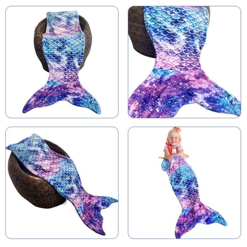 Girl Mermaid Sleeping Bag Flannel Soft Pajamas Mermaid Costume Role-playing Birthday Gift Outdoor Camping Portable Sleeping Bag