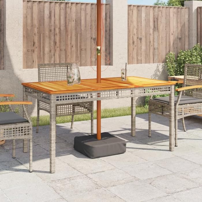 VidaXL Table de Jardin, Table à Manger, Table de Repas, Meuble de Patio Terrasse Arrière-cour Extérieur, Gris Résine Tressée 366277