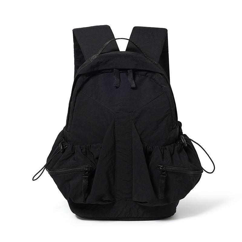 

Плиссированный нейлоновый рюкзак, сумка на шнурке, большая вместимость, студенческий школьный рюкзак чёрный