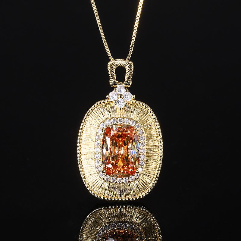 

Ювелирное имитация голубой шпинели золото ретро изысканный кулон ожерелье главный камень 10 * 14