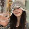 Lazy wind lace knitted bucket hat women's autumn and winter versatile thermal basin hat showing face small wool hat