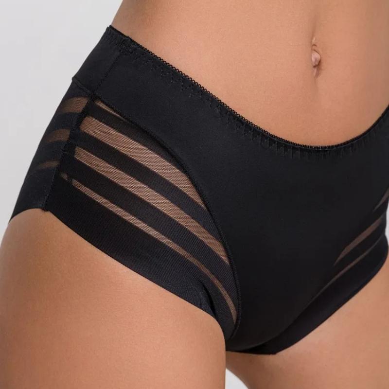 Nahtlose Hohlstreifen-Kontroll-Slips für Damen mit hoher Taille, Eisseide, Po-Lifter-Höschen, Plus-Size-Shapewear