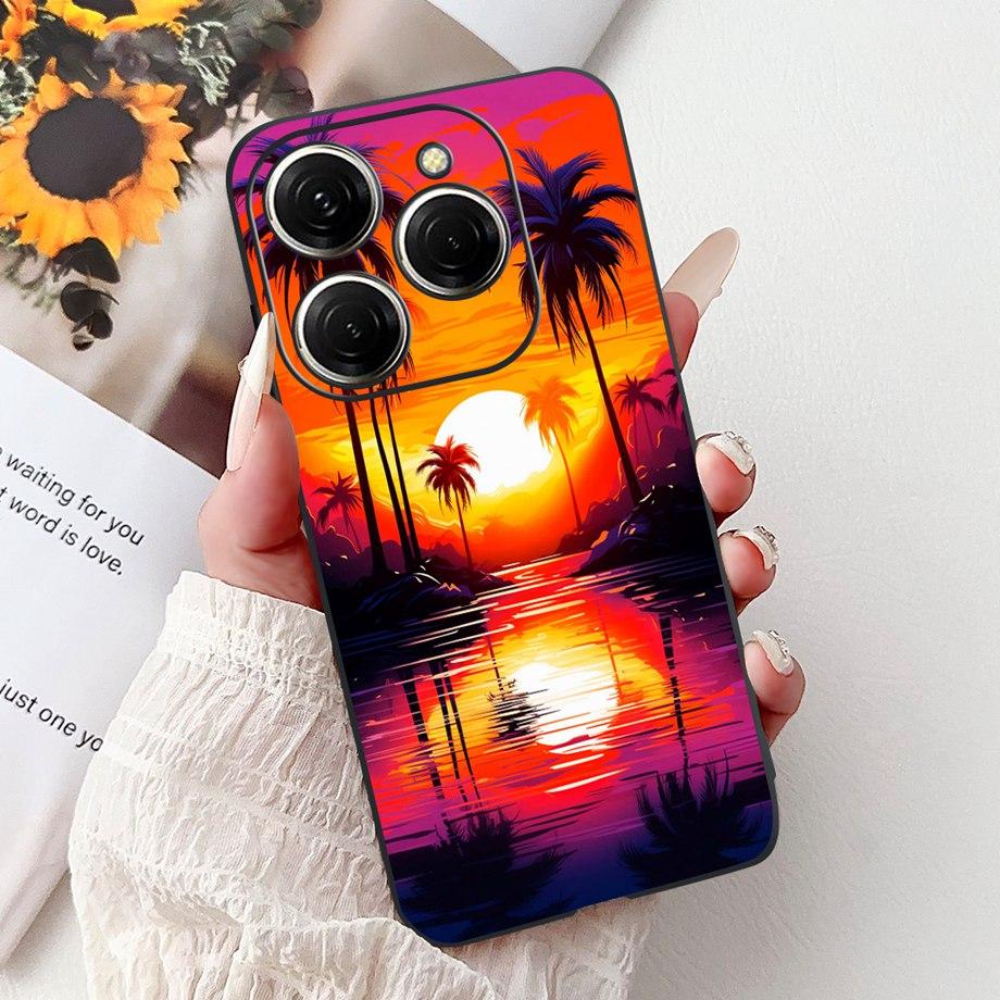 Dragon Koi Fish Landscape Phone Case For Tecno Spark 20 Pro Spark 20 20c 20Pro Plus Back Cover Soft TPU Cartoon Bumper KJ7 KJ6
