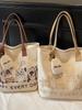 Autumn Winter Lightweight Canvas Tote Bag - Versatile Large Capacity Shoulder Bag for Women and College Students