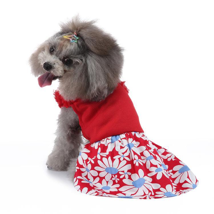 Summer Floral Mesh Dog Dress - Sunflower Skirt for Pets