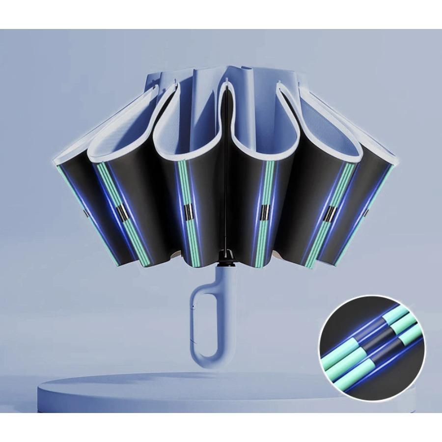 60K Buckle Men Women Umbrella  Fully Automatic Reverse Folding Umbrella with Windproof Reflective Stripe UV Umbrellas