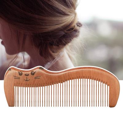 Wooden Comb, Nanmu Portable Hairdressing Comb, Anti-static And Cute Cat Hair Comb