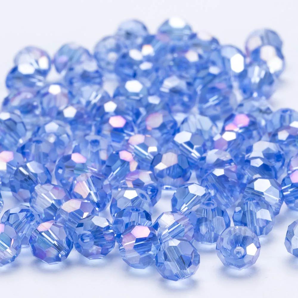 3 4 6 8mm AB color Round Crystal Beads Faceted Transparent Glass Bead Loose Spacer Bead for Jewerly Making DIY Bracelet Necklace