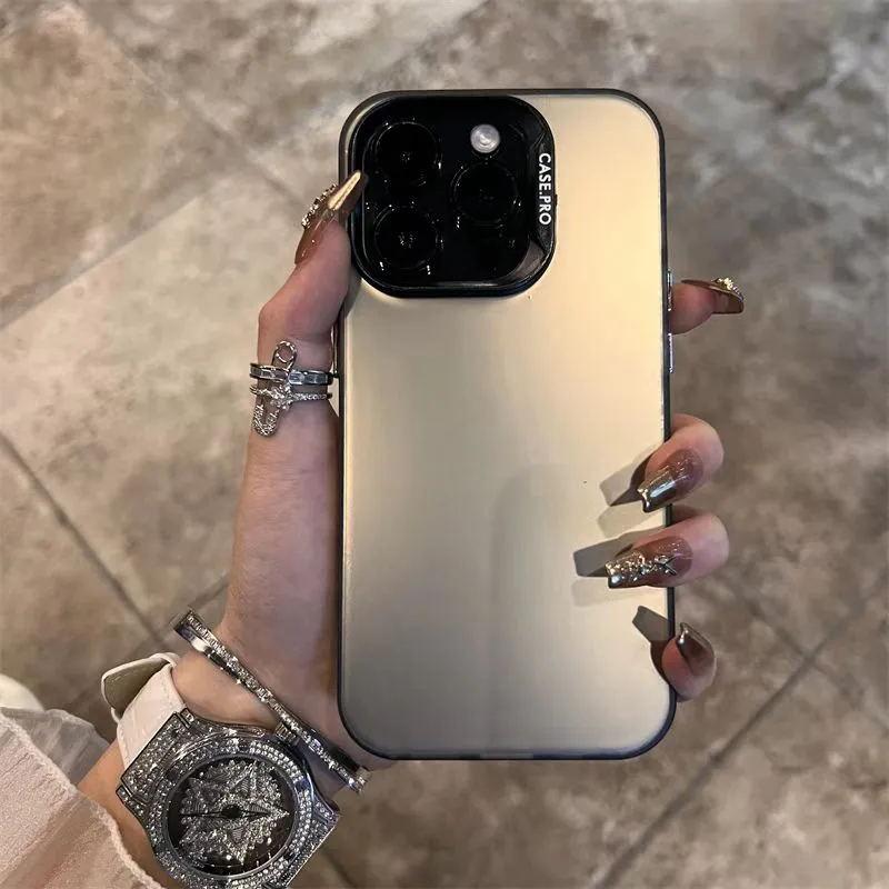 Luxury Plating Matte laser Phone Case For iPhone 16 Pro Max 15 14 13 12 11 Plus X XS XR Fashion Shockproof Bumper Cases Cover