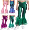 Pantaloni evazați cu clopot pentru fete, model solzi de pește, talie elastică, volane, Costum Cosplay