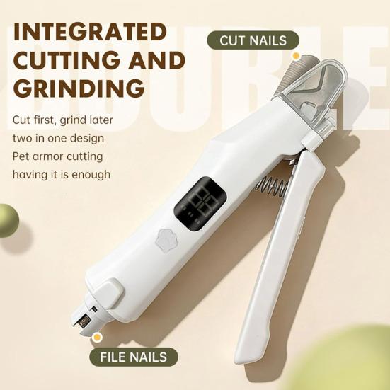 Tagliaunghie per Gatti e Cani 2-in-1 con Luce LED Ricaricabile USB per Cani Piccoli Medi Grandi Zampe Gatto Artigli Trimmer Elettrico per Unghie Animali Domestici Articoli per la Cura
