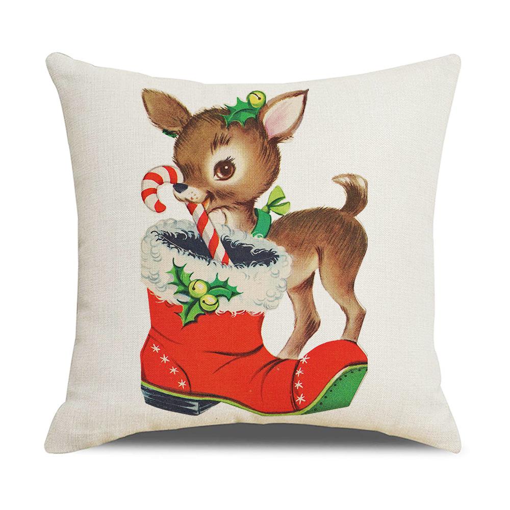 

Christmas Pillowcase Nordic Living Room Sofa Cushion Linen Peach Skin Cotton Linen Holiday Supplies 45 * 45Cm (excluding pillow core)