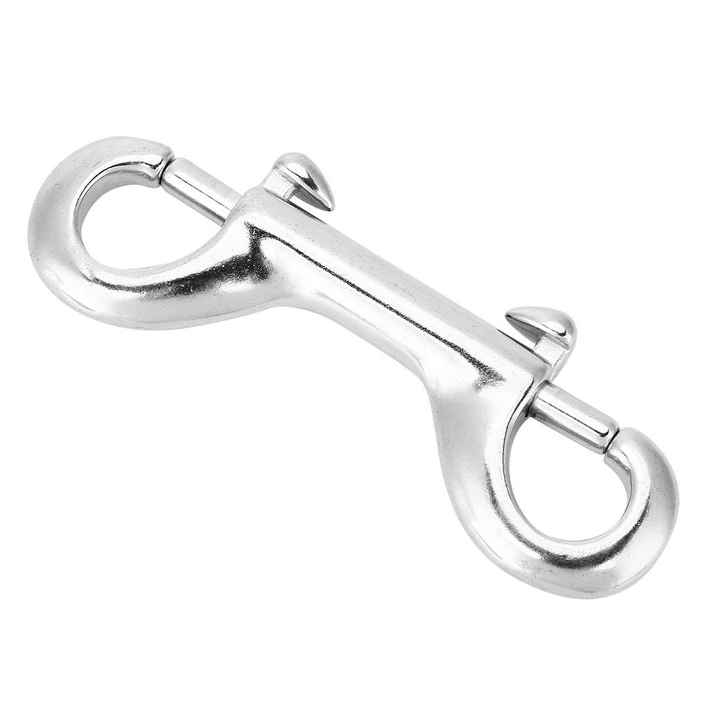 Silver Durable Stainless Steel Double Ended Clip Hook Bolt Snap Scuba Diving Buckle