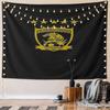 Golden Tiger Emblem with Star Accents Pattern Wall Hanging Tapestry Decorative Tapestry Home Decor for Bedroom and Living Room