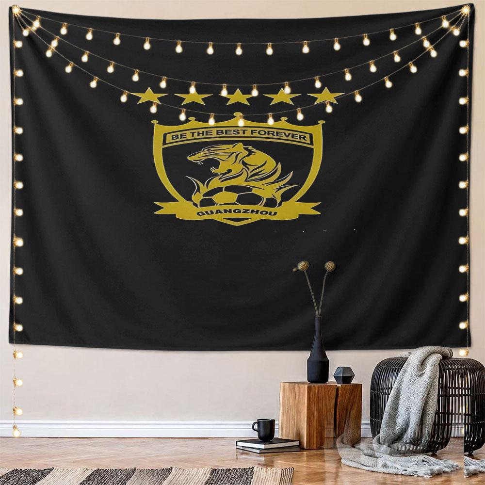 Golden Tiger Emblem with Star Accents Pattern Wall Hanging Tapestry Decorative Tapestry Home Decor for Bedroom and Living Room
