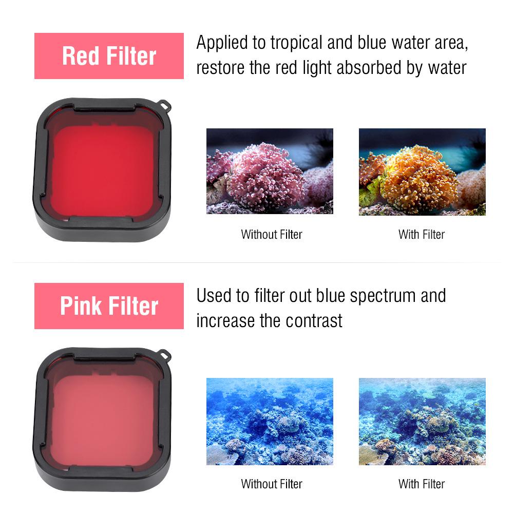 3Pcs Red Pink Purple Underwater Diving Filters Set for Gopro Hero 5   6