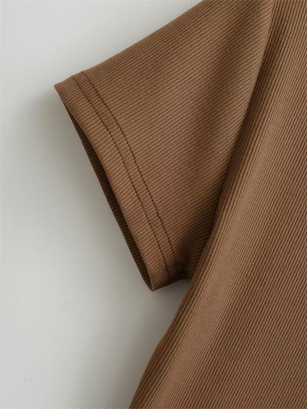 Damen Slim Stretch V-Ausschnitt Jumpsuit T-Shirt - Sexy Kurzarm Basisschicht Oberteil