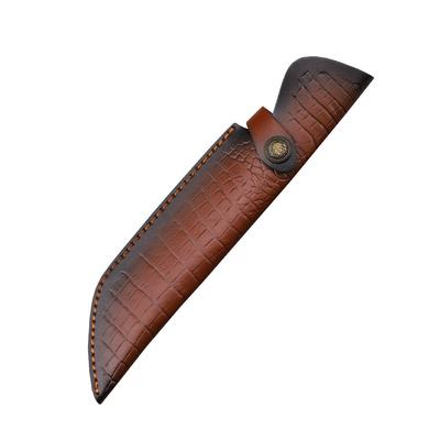 Funda de cuchillo de hoja fija de 29,9 cm, cubierta de cuero vacuno repujado, funda de cuero para cuchillo de camping, fundas de caza con hebilla de cinturón