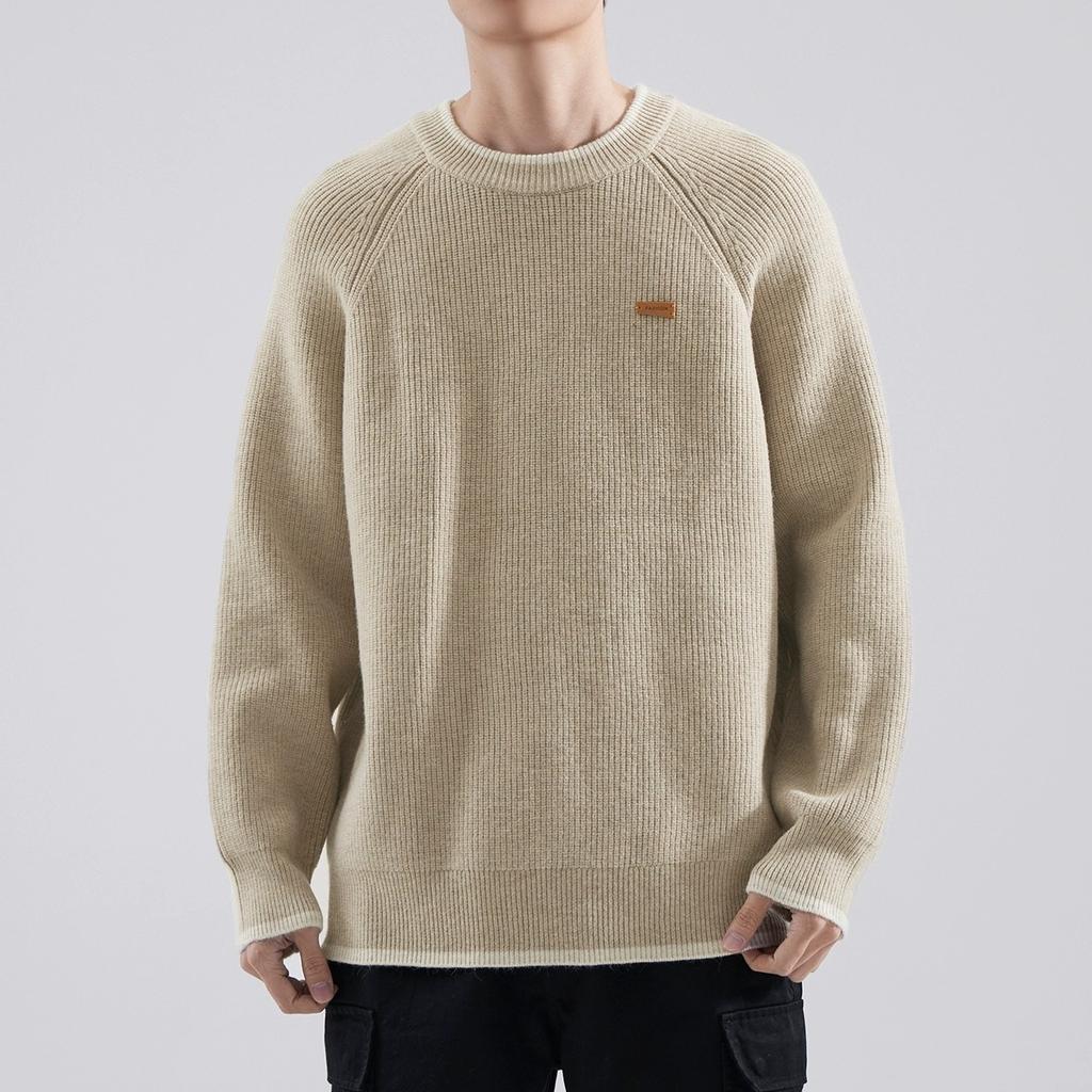New sweater men's winter trendy brand heavy round neck autumn and winter loose casual lazy wind shoulder sleeve knitted sweater