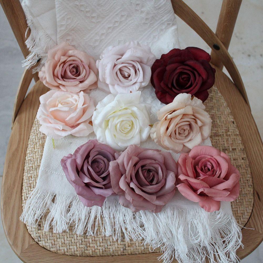 

Retro Simulation Rose Flowers European Style Fake Flowers Artificial Rose Head Home Garden Decor
