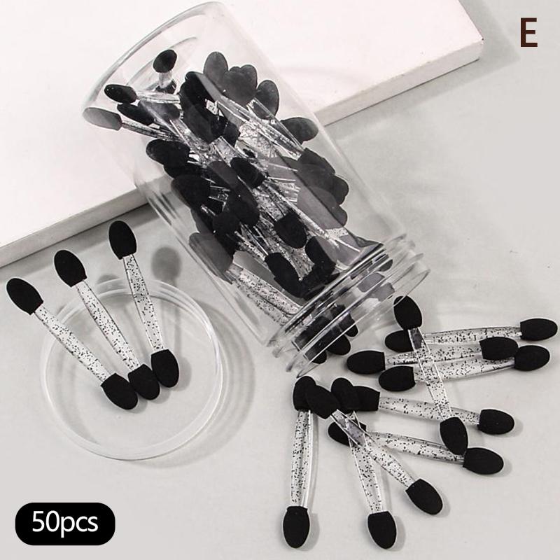 50pcs Eye Shadow Sponge Applicators Disposable Double Tip Eyeliner Brush Set Soft Material for Festival and Travel