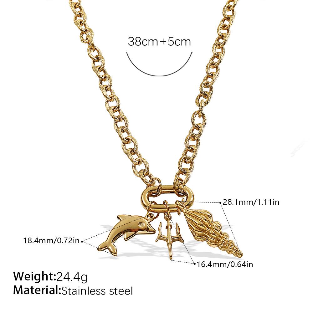 Vacation Wind Ocean Theme DIY Pendant Necklace Stainless Steel Gold Plated Fashion Versatile Jewelry Women