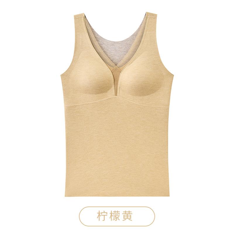 

Cashmere silk thermal vest German velvet V-neck velvet thickened top with chest pad inside, integrated autumn and winter m (recommended 47.5-57.5kg) лимонно-желтый