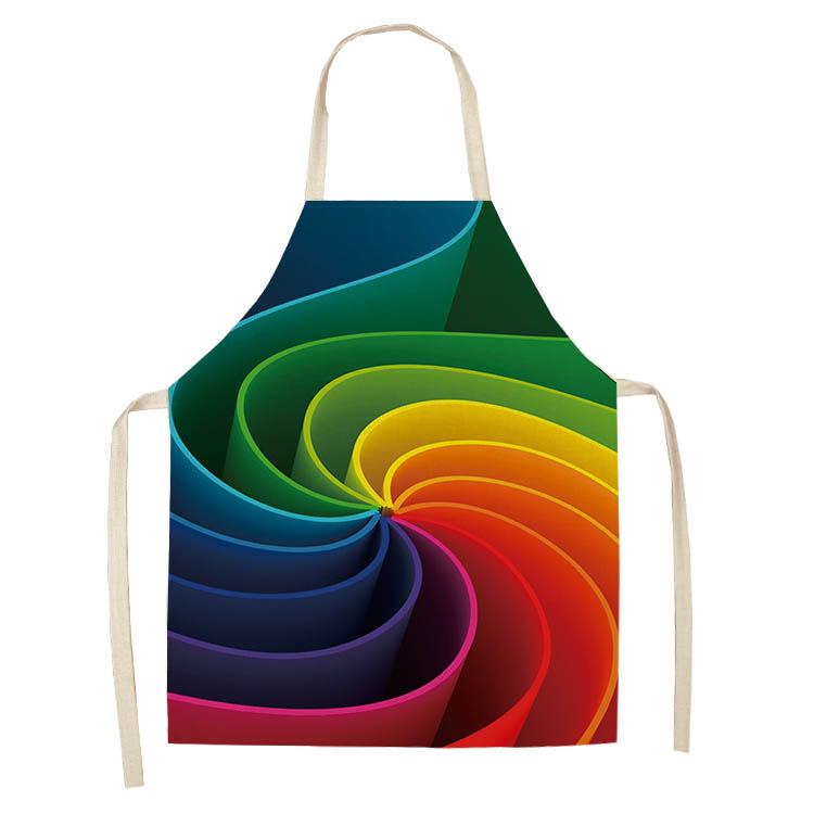 Kochen Backen Kochschürze Regenbogen bunte geometrische Druckschürze Küche Herren- und Damenschürze Leinenlätzchen Hausreinigungsschürze
