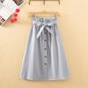Literary High-Waist Buttoned A-Line Midi Skirt