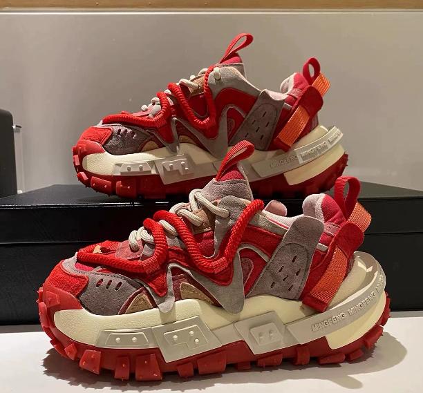 

Модные кроссовки Color Block Chunky для мужчин/женщин, дизайнерские кроссовки с высокой подошвой, модные повседневные туфли с увеличенной внутренней высокой платформой 44