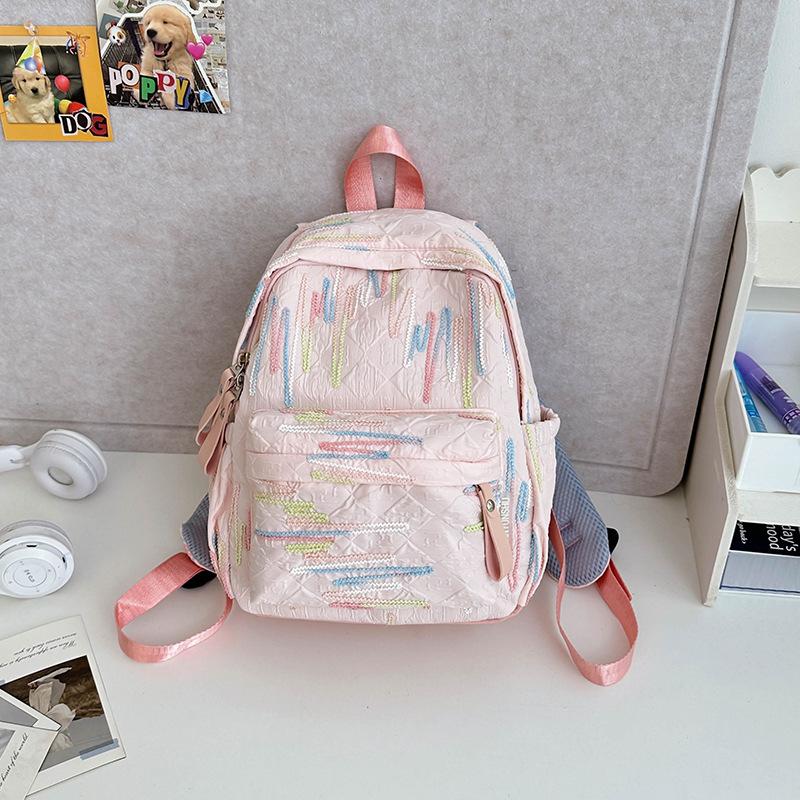 Schoolbag1011 New Trendy Fashion Backpack Korean Version Sweet and Cute Backpack Harajuku Style Foreign Style Embroidered Student Schoolbag