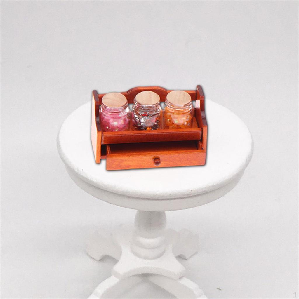 1/12 Candy Jars Dollhouse Food with Slices Pretend Play Display Holder Mini Storage Shelf