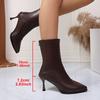 Sexy Pointed Toe High Heels Boots Women Plus Size 34-42 Back Zipper Thin Heel Ankle Boots Women Pu Leather Short Booties Mujer