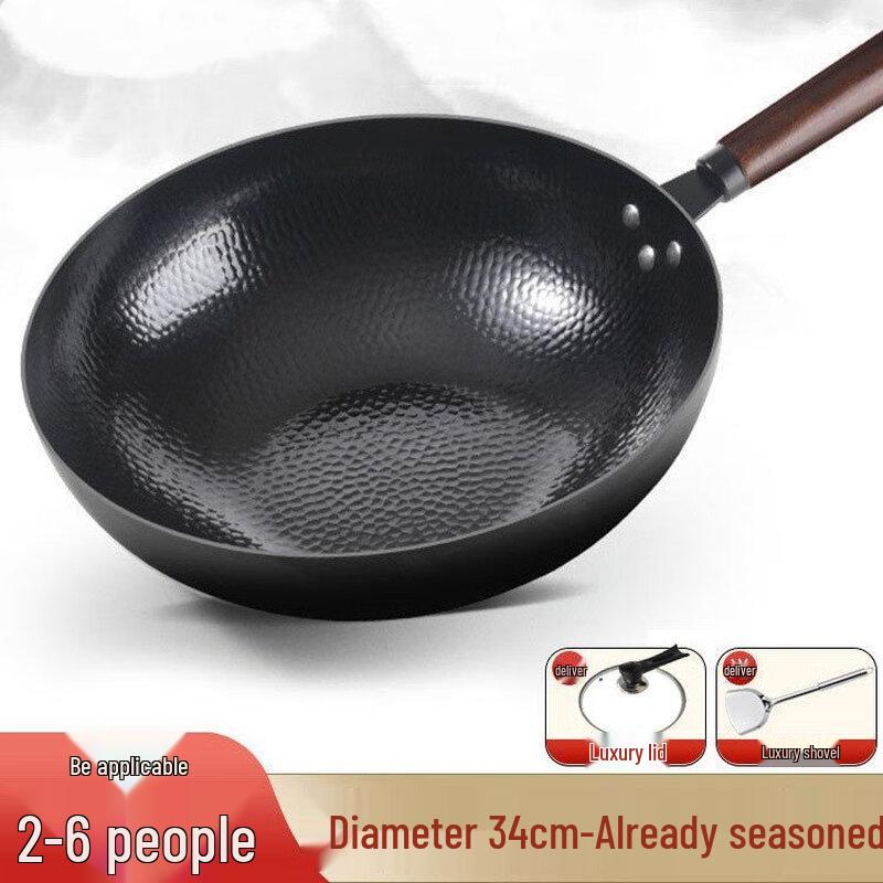 Wutuo Traditional Iron Wok with Glass Lid
