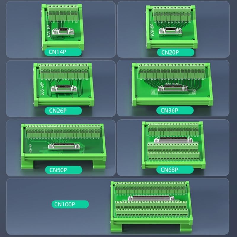 SCSI Rail Mounted Terminal Block Connectors, 14P to 100P Optional Female Interfaces for Tape Drive and Scanners